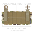 Rear view of Raider Rig 2.0 demonstrating adjustable ride, VELCRO backing, and compatibility with side release buckles for FirstSpear Tubes 