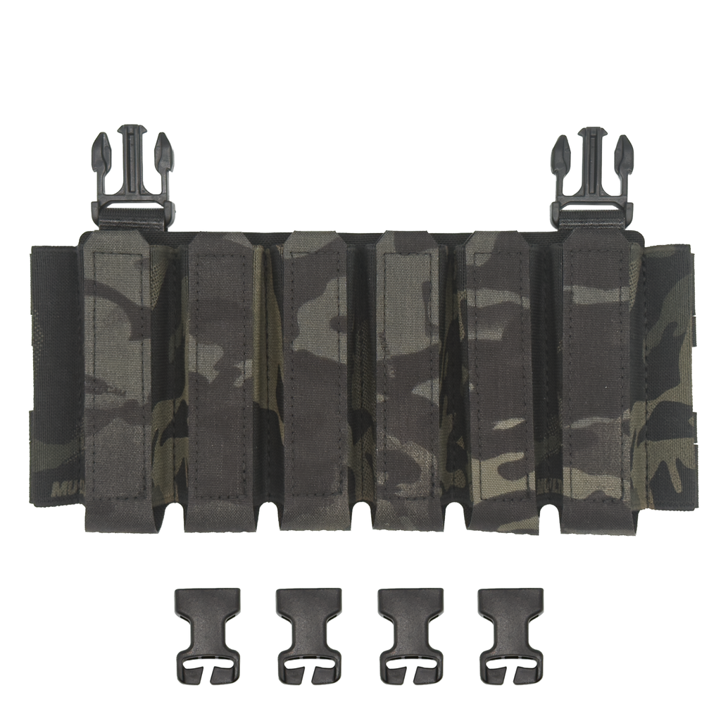 Raider Rig 2.0 for the Flux Raider, minimalist pistol magazine chest rig placard in Multicam Black