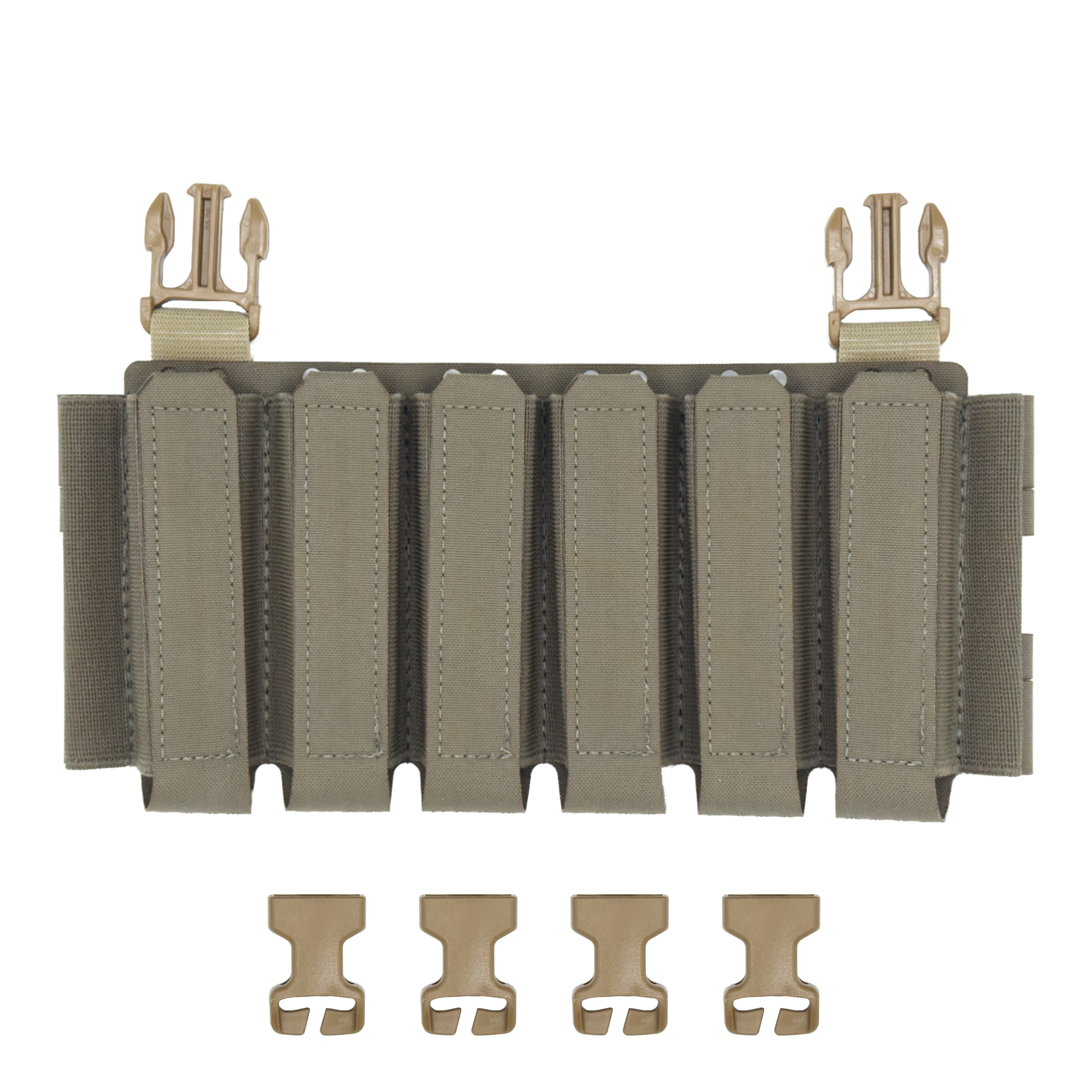 Raider Rig 2.0 for the Flux Raider, minimalist pistol magazine chest rig placard in Ranger Green