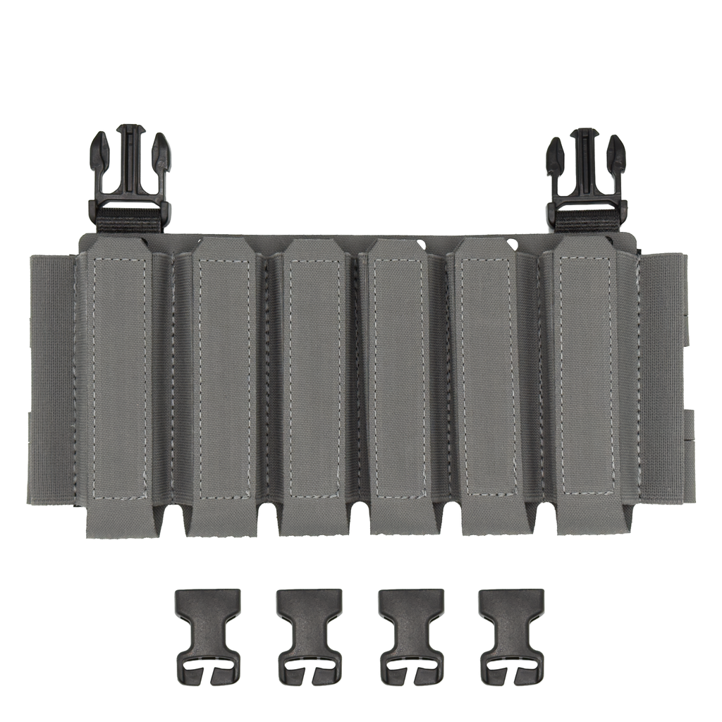 Raider Rig 2.0 for the Flux Raider, minimalist pistol magazine chest rig placard in Wolf Grey