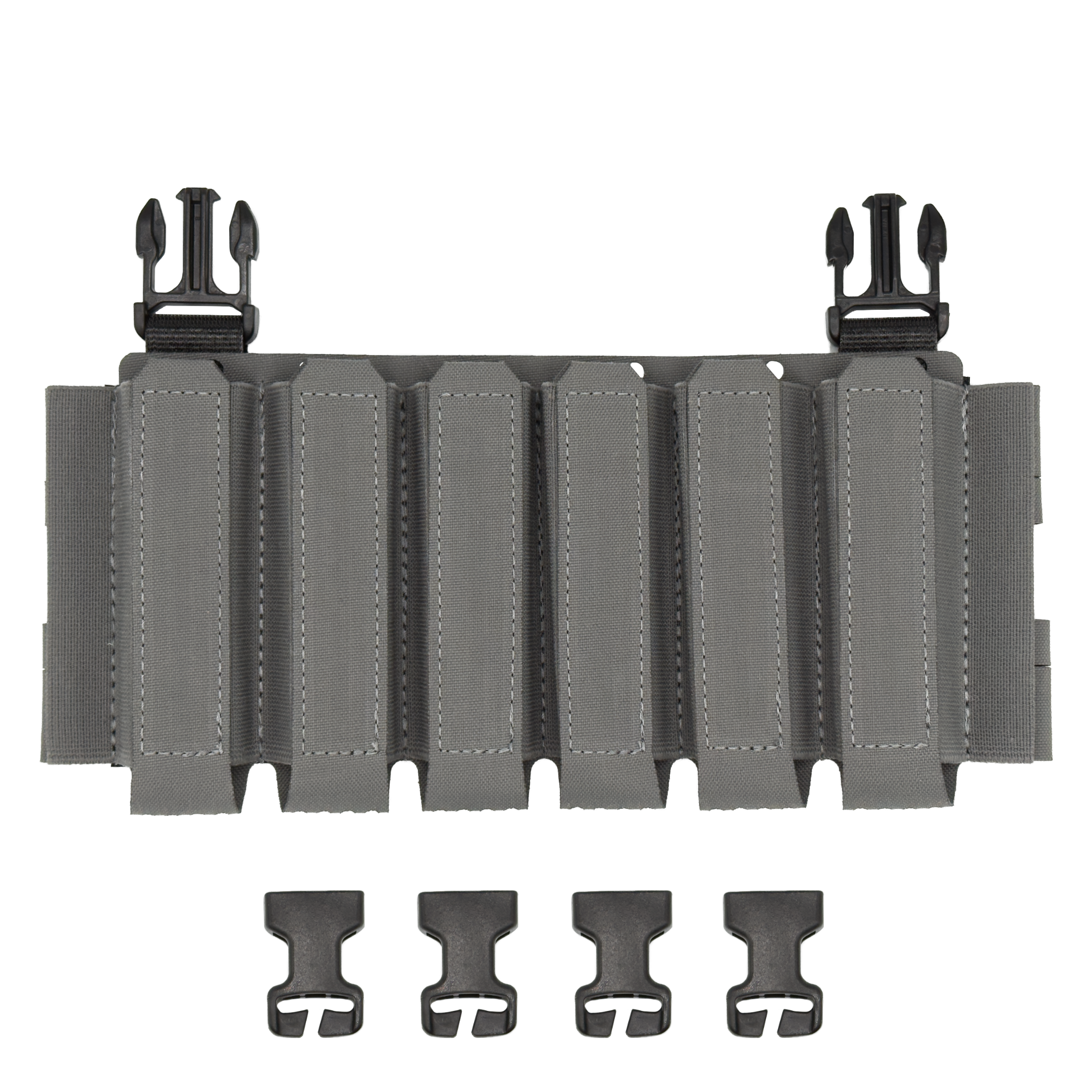Raider Rig 2.0 for the Flux Raider, minimalist pistol magazine chest rig placard in Wolf Grey